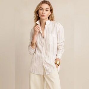 NWOT The Oversized Linen Striped long sleeve linen shirt Banana republic Large